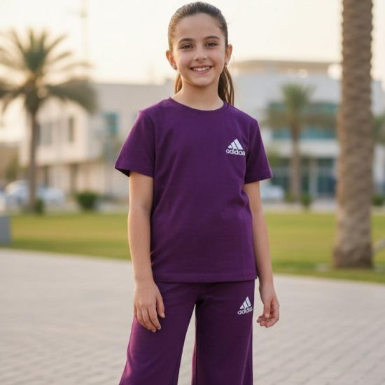 صورة طقم عنابي صيفي بناتي من adi